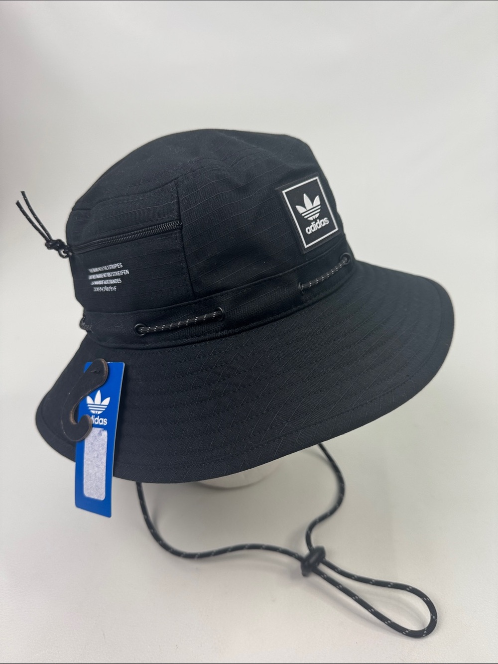 adidas Originals Black White Utility Bucket Hat Cinch strap unisex New NWT